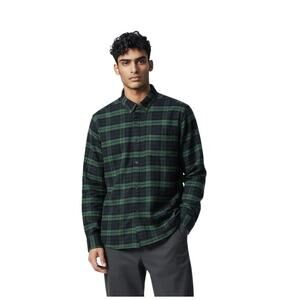 Nickel & Iron Green Plaid Men's Long Sleeve Classic Green Navy Shirt Size L